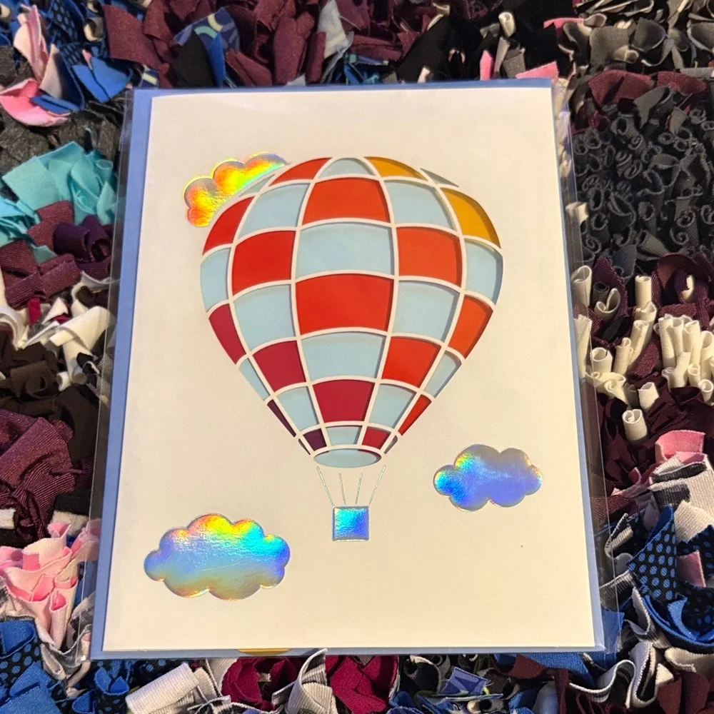 🆕Papyrus Iridescent Hot Air Balloon Blank Inside Card